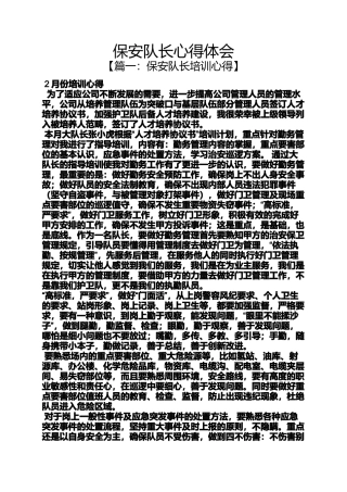 保安队长心得体会