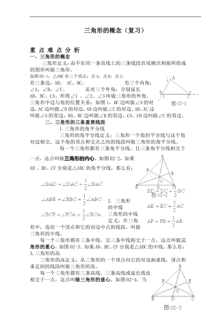 八年级数学三角形的概念复习