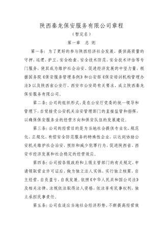 保安公司章程
