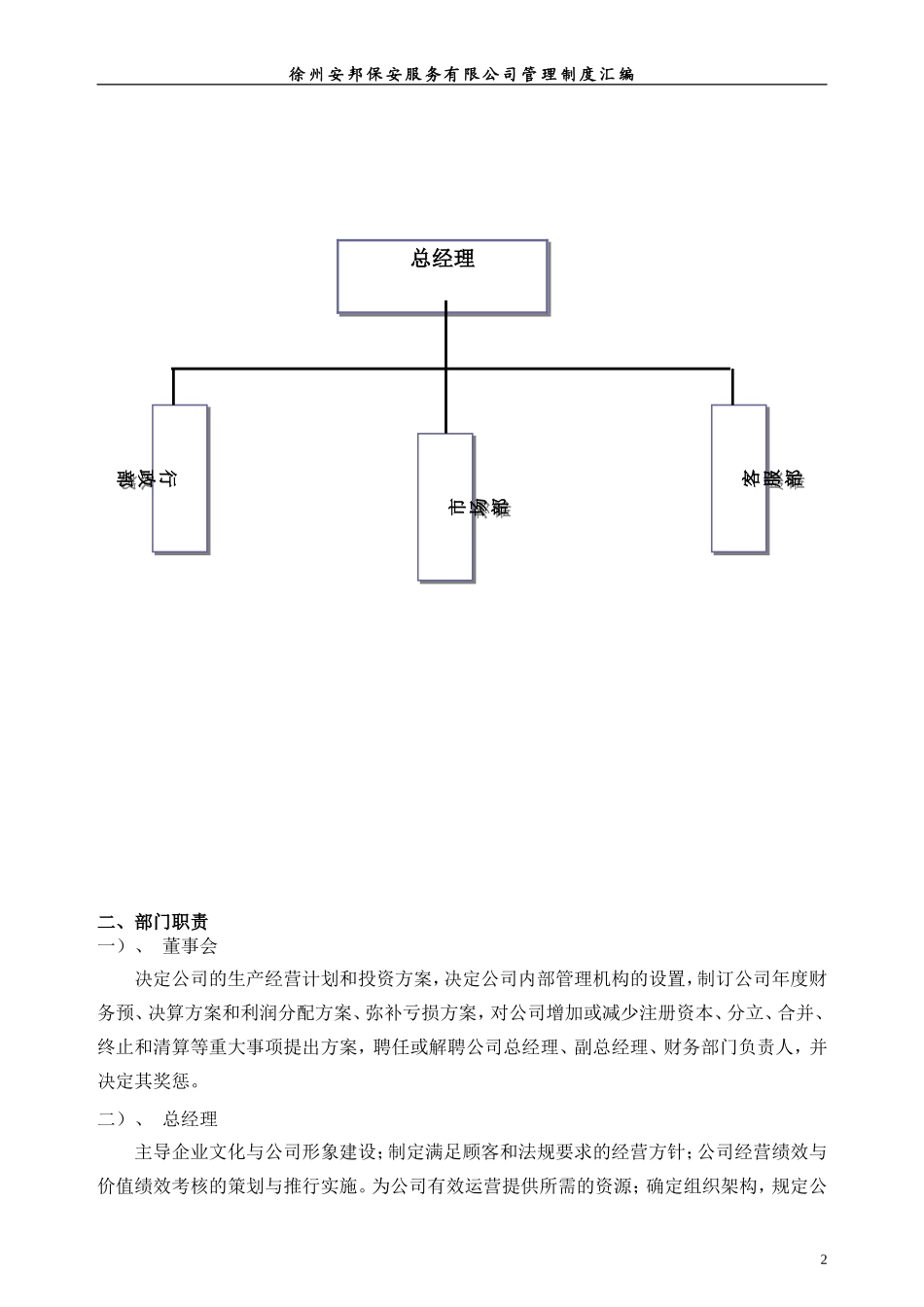 保安公司组织架构、岗位制度及保安管理制度_第3页