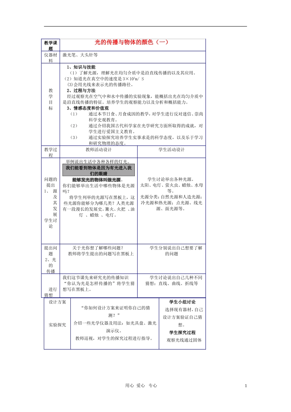 八年级物理：光的传播与物体的颜色-教科版_第1页