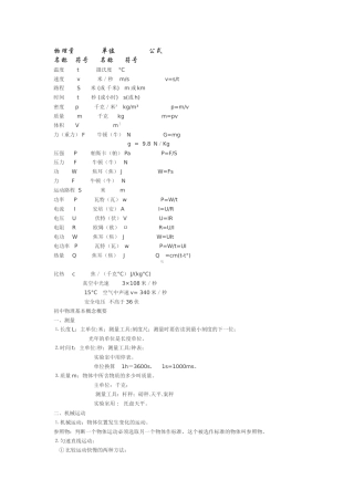 八年级物理公式