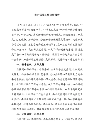 保电工作总结
