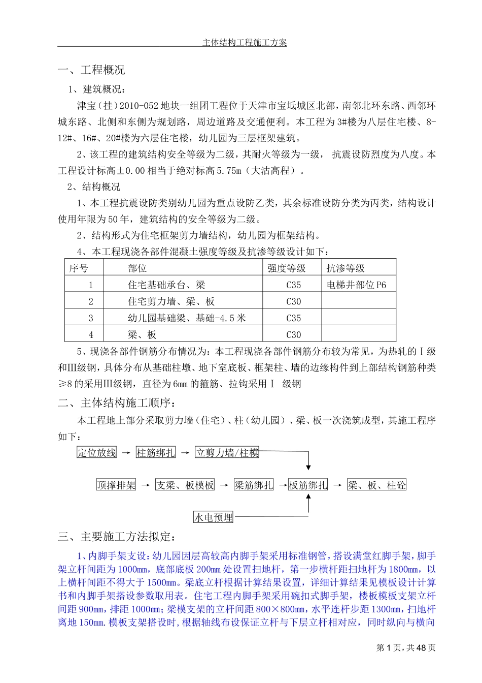 住宅工程主体结构工程施工方案_第1页