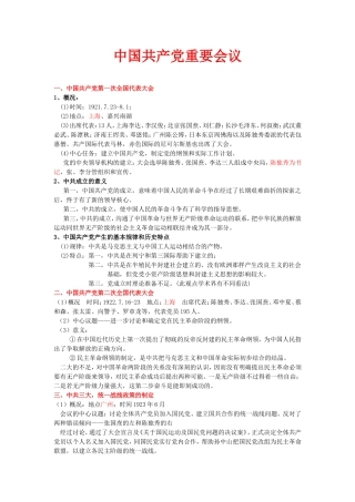 党历史上重要会议-中共党史考点