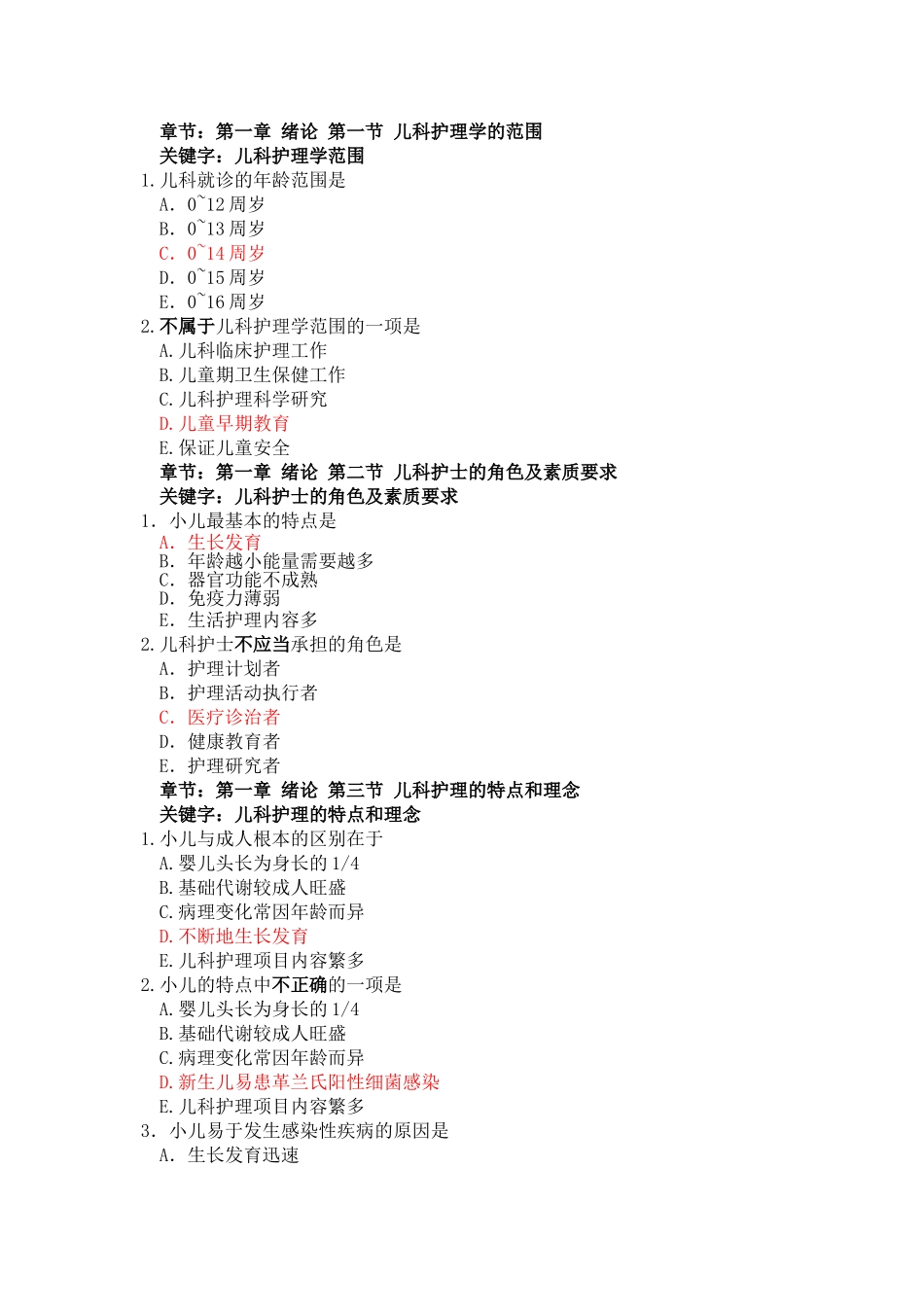 儿科护理学题库汇总_第1页