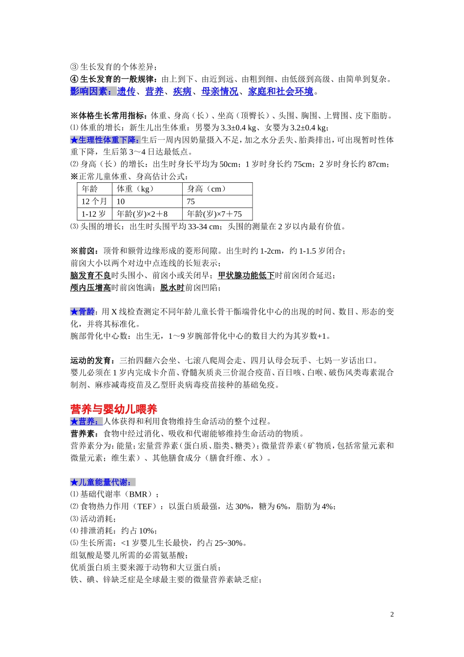 儿科学重点笔记-重点已划出_第2页