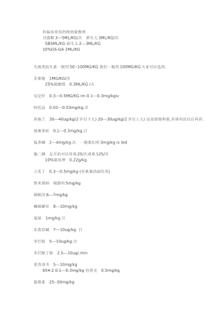 儿科用药用量非常齐全