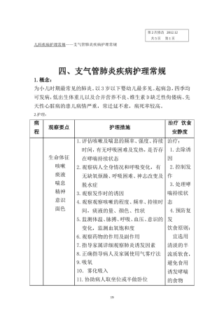 儿科支气管肺炎疾病护理常规