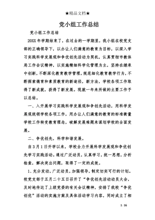 党小组工作总结