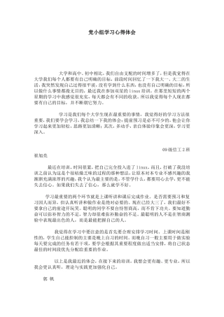 党小组学习心得体会-心得体会模板