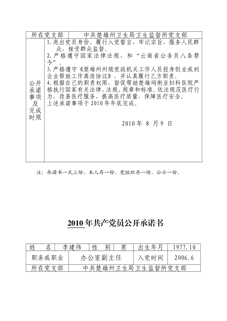 党员承诺书(同名12930)_第3页