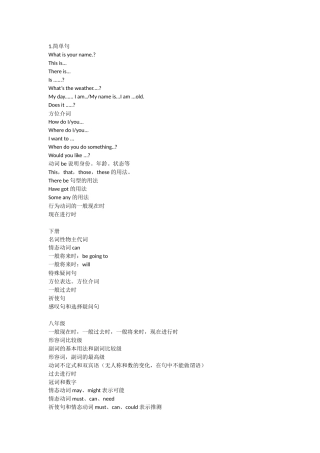 佛山市初中英语知识点