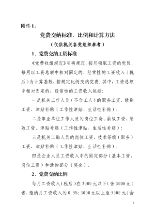党费交纳标准、比例和计算方法