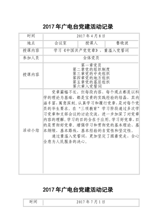 党风建设活动记录