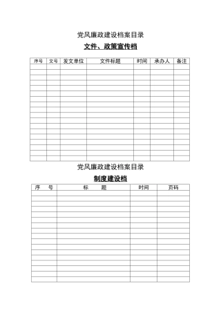 党风廉政建设档案目录
