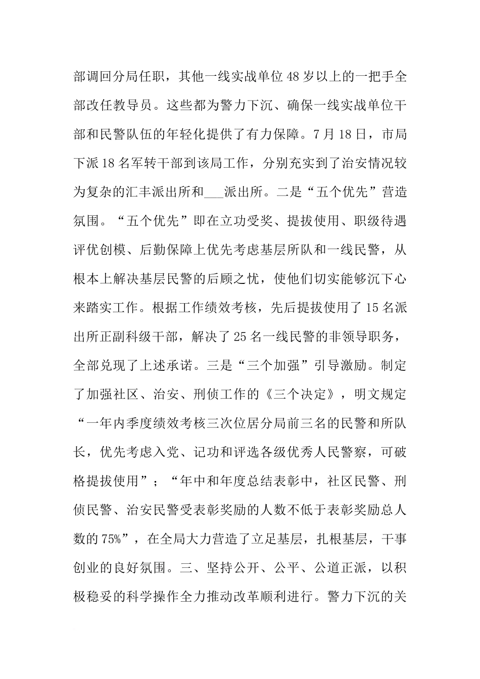 公安分局推进警力下沉经验总结材料_第3页