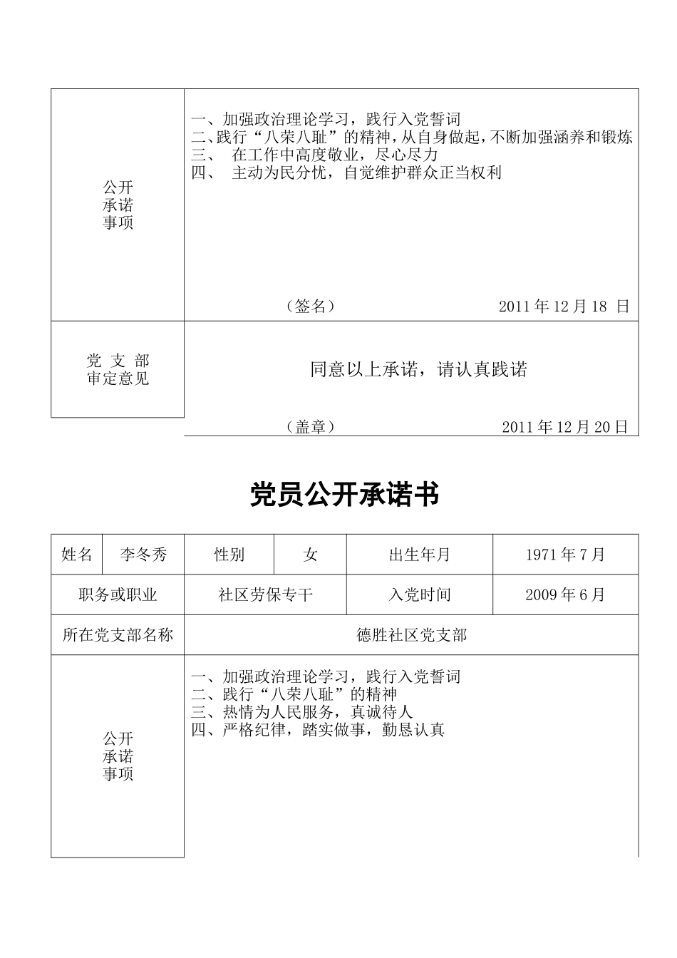 党员公开承诺书2011.12_第2页
