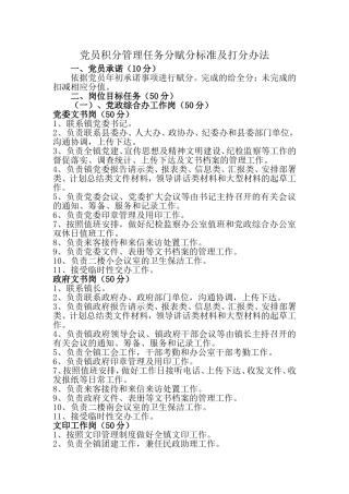 党员积分管理任务分赋分标准及打分办法