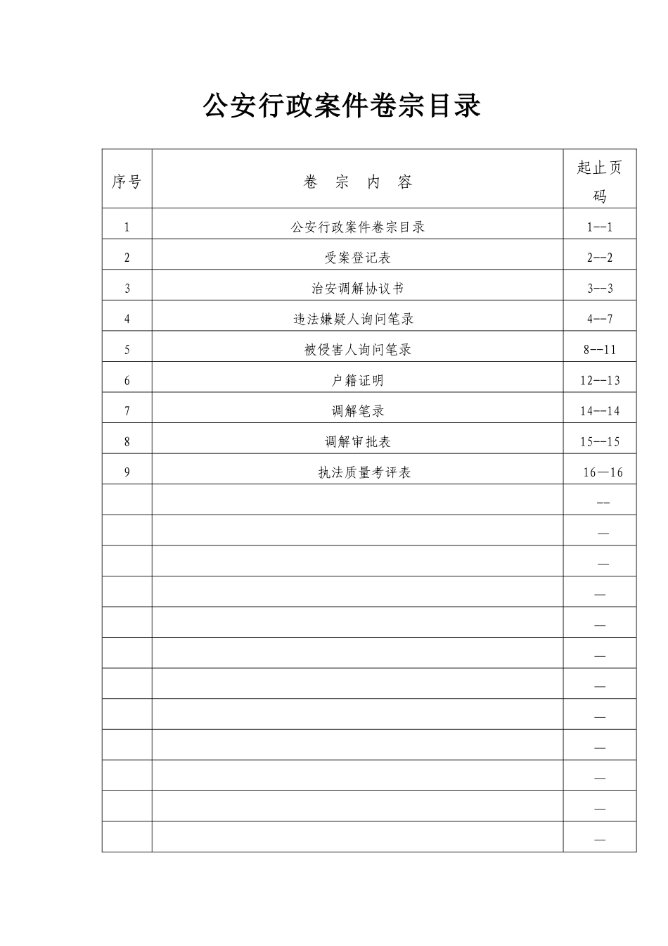 公安行政调解案件卷宗目录示例_第3页