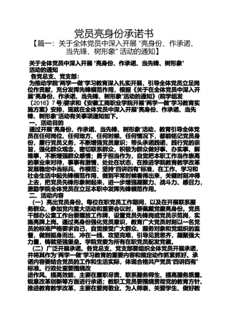 党员亮身份承诺书