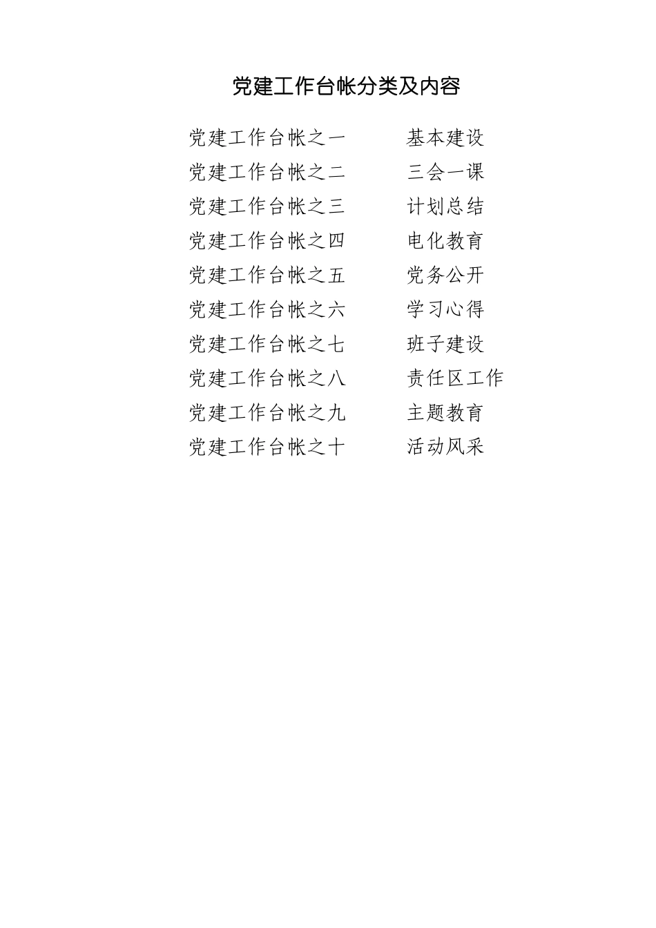 党建工作台帐分类及内容_第1页