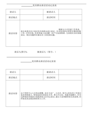 党员群众谈话活动记录表(DOC)