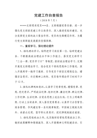 党建工作自查报告