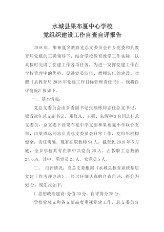 党建工作自查自评报告