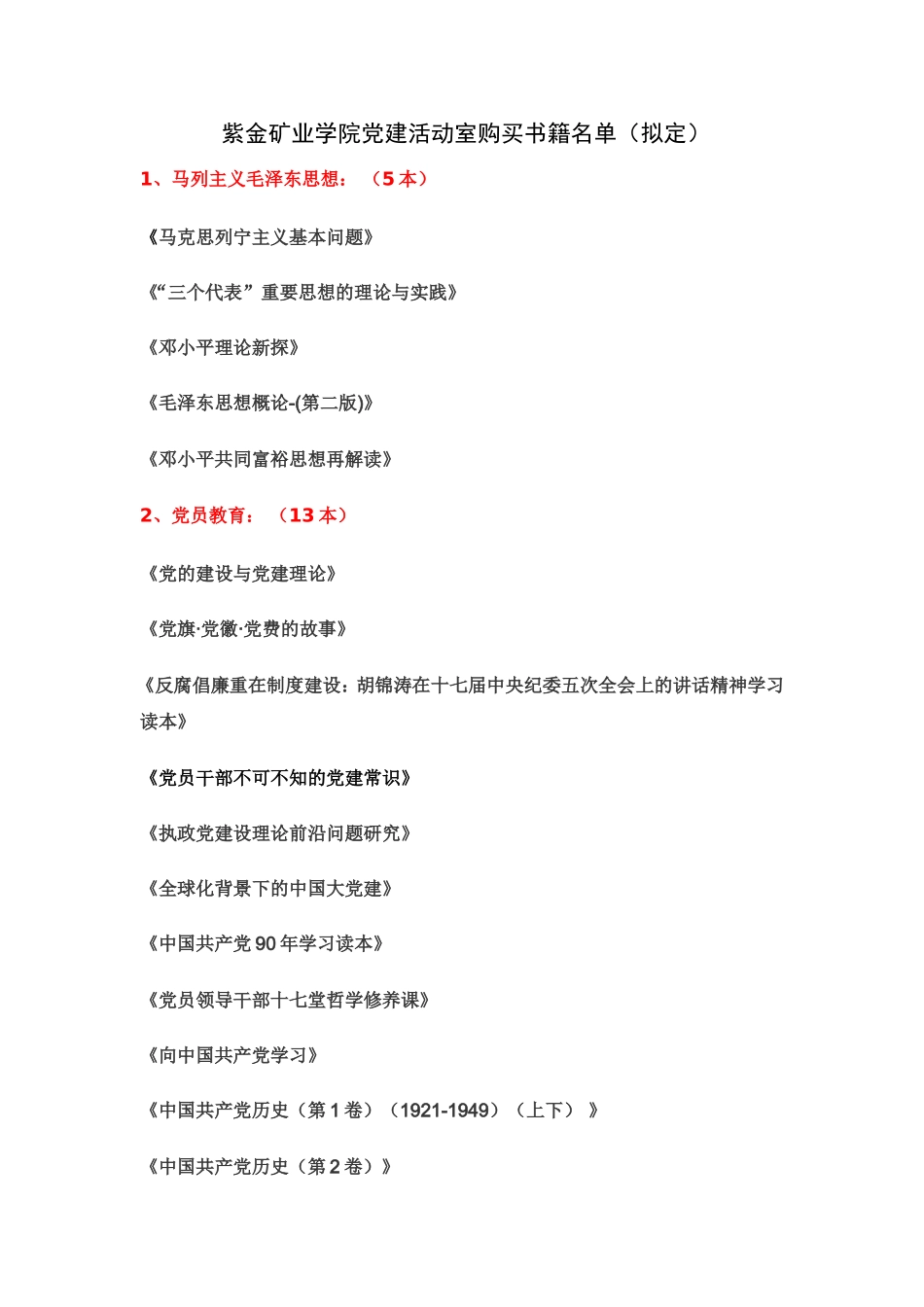 党建购买书籍(拟定)_第1页