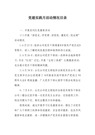 党建实践月活动情况目录