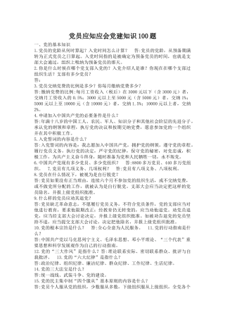 党员应知应会100题(同名10288)
