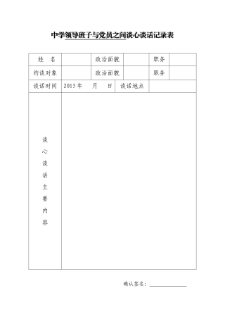 党员与领导干部谈心谈话记录表