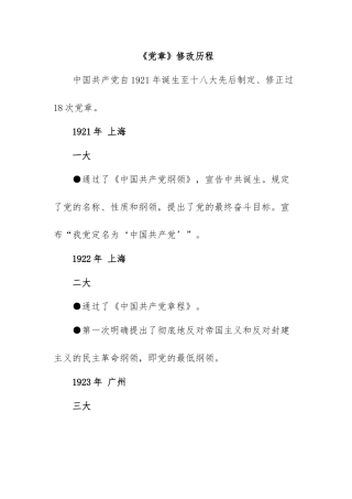 党章修改历程