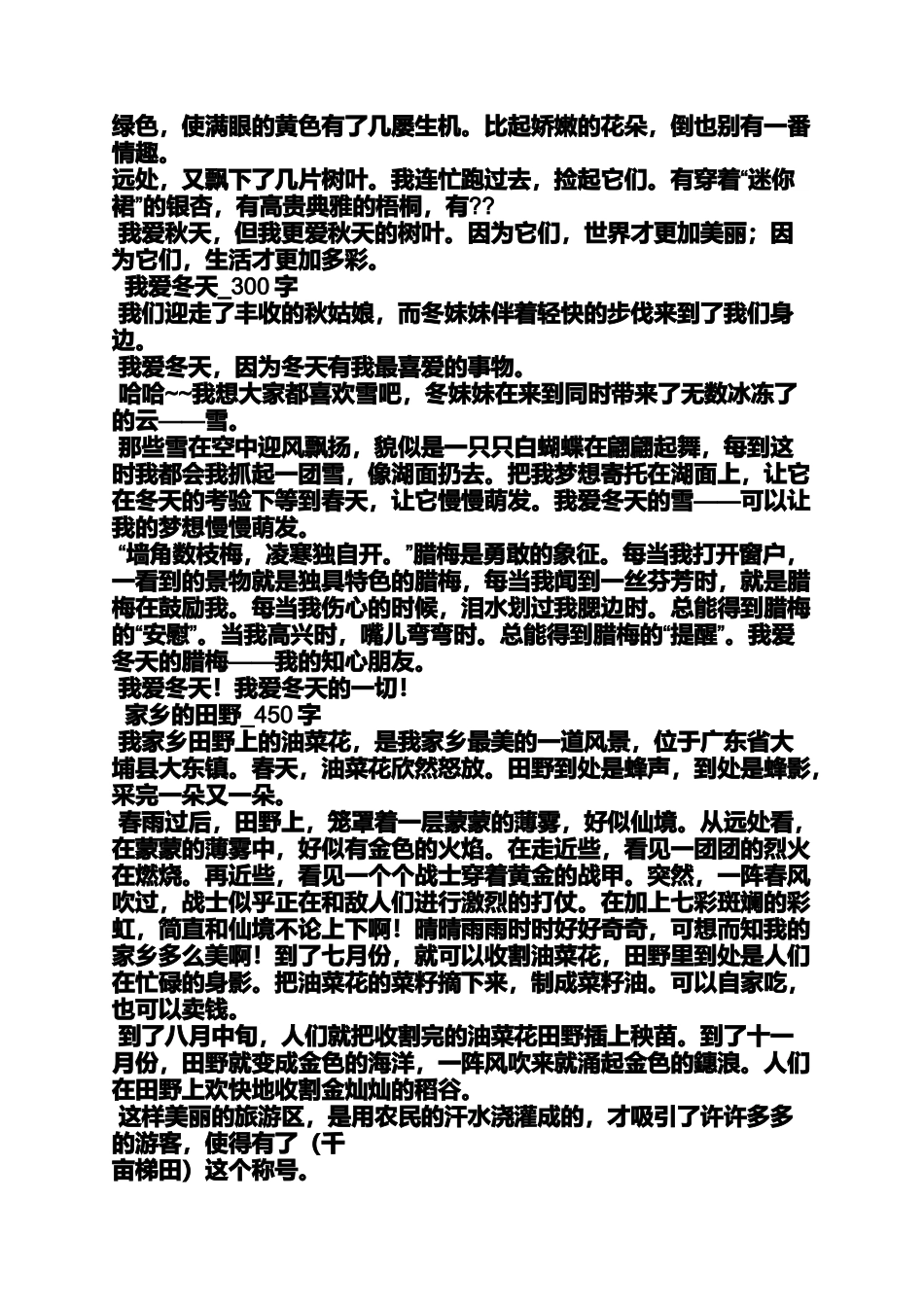 六年级作文之小学五年级作文关于冬天写景_第2页