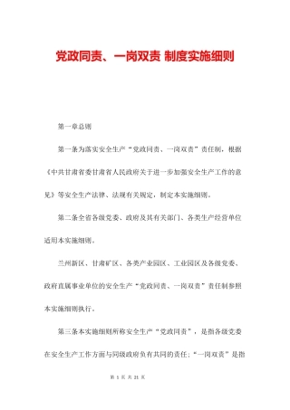 党政同责、一岗双责-制度实施细则