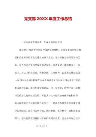 党支部20XX年度工作总结