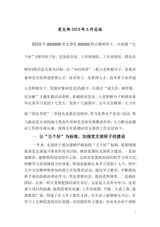 党支部2010总结