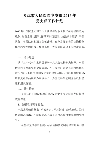 党支部2013年工作计划