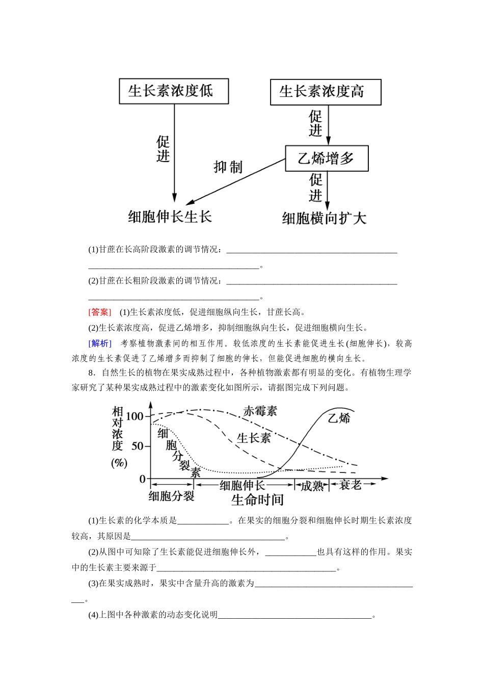 高中生物 3-3 其他植物激素课后强化作业 新人教版必修3_第3页