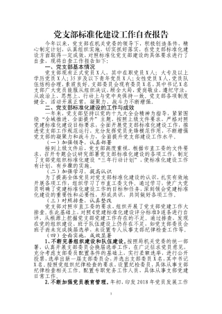 党支部标准化建设工作自查报告