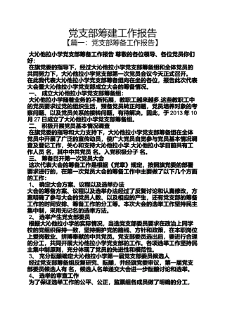党支部筹建工作报告