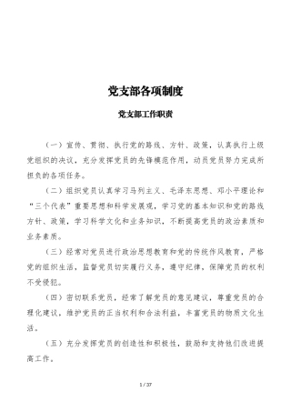 党支部各项常用制度