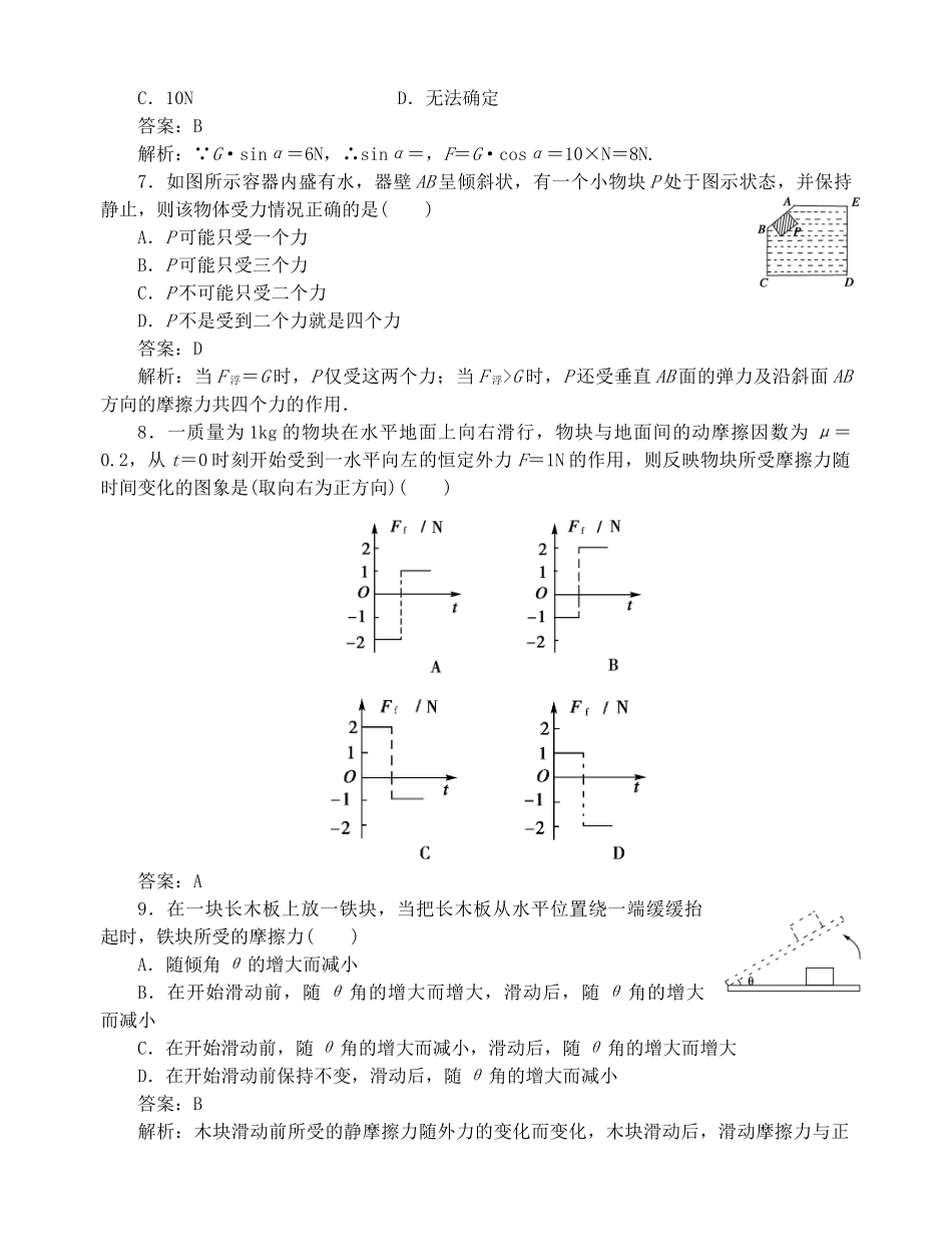 高中物理 第三章相互作用限时检测B 新人教版必修1_第3页