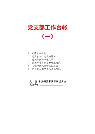 党支部工作台账