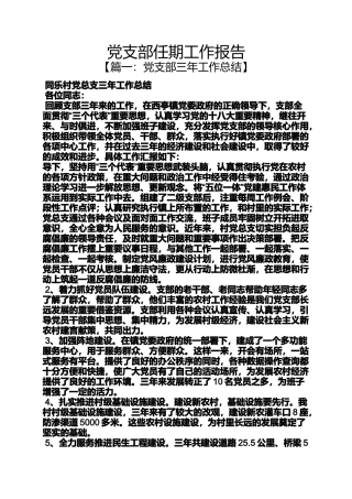 党支部任期工作报告