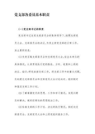党支部书记及各委员职责