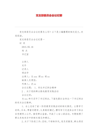 党支部委员会会议纪要