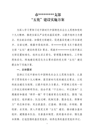 党支部五化建设方案