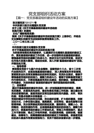 党支部组织活动方案